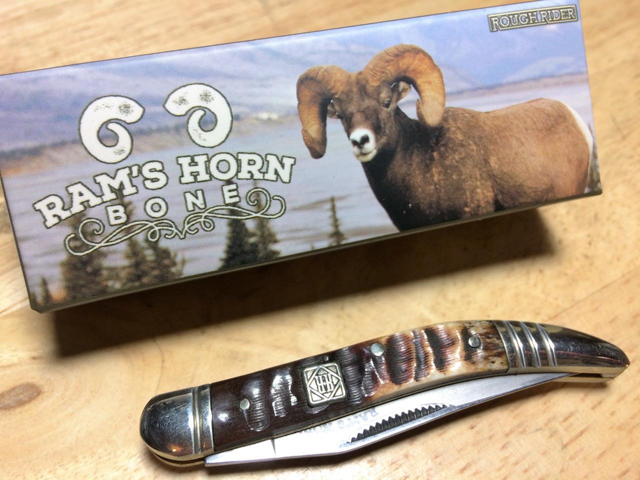 Rough Ryder Brown Rams Horn Bone Texas Toothpick 3" Pocketknife RR1548
