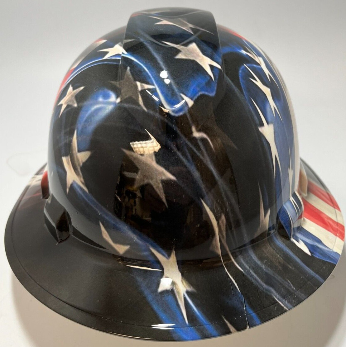 New Full Brim Vented Hard Hat Custom Hydro Dipped SKYLINE AMERICAN FLAG