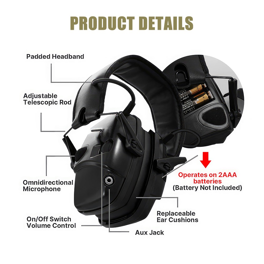 Electronic Hearing Protector Noise Canceling Ear Muffs Shooting Tactical Headset