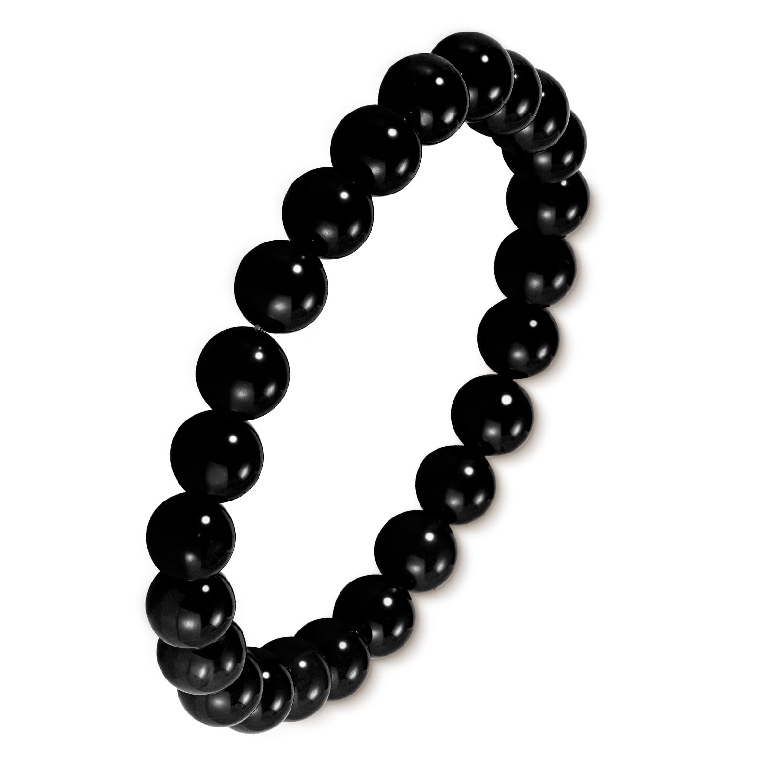 Aluckiss 8mm Black Agate Bracelets for Women Men Natural Beads,