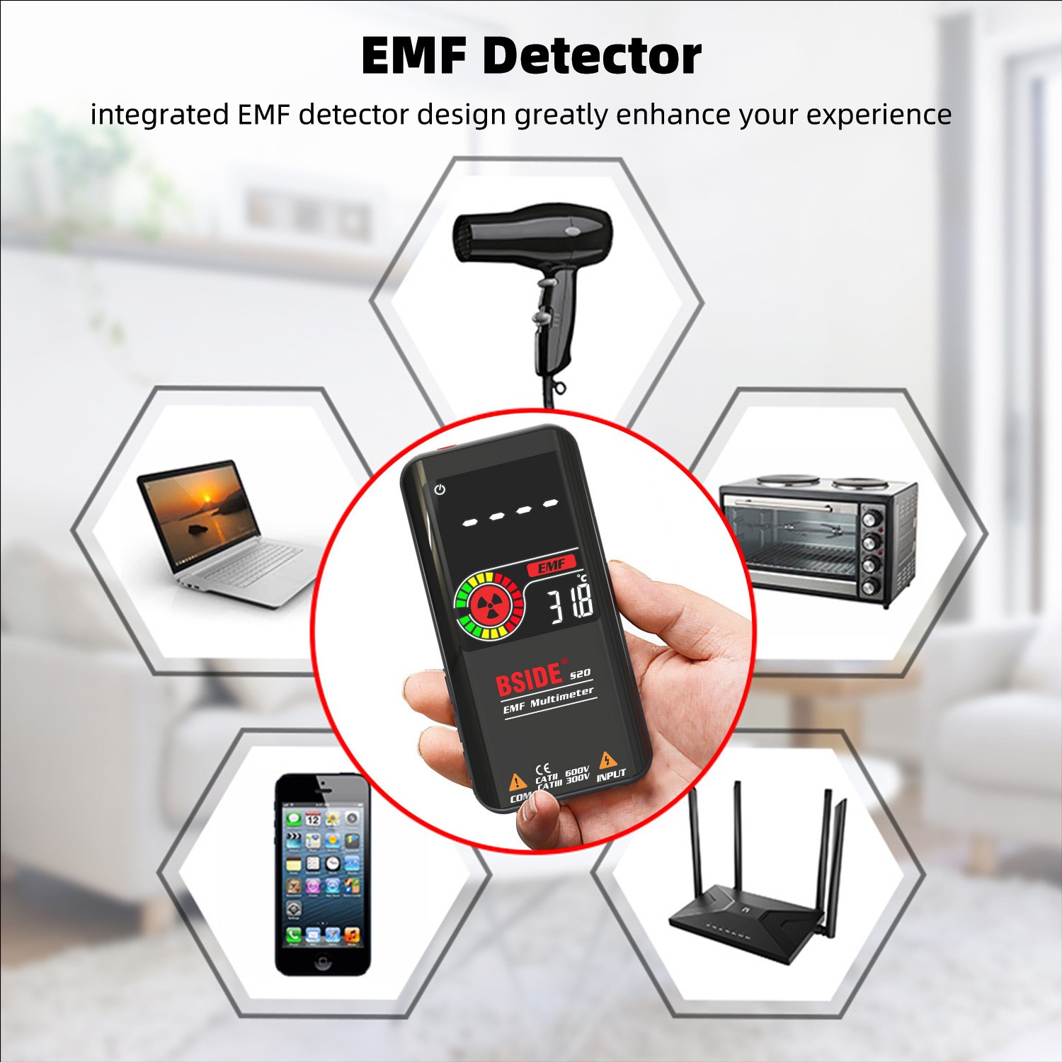 Digital EMF Meter Electromagnetic Radiation Detector Radiation Dosimeter Tester