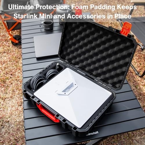 Storage Case for Starlink Mini, Protective Hard Case with EVA Padding Black+Red
