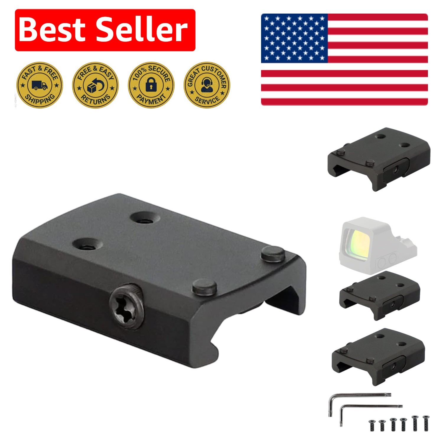 Precision Picatinny Red Dot Adapter for Holosun 407K and 507K - Durable Design