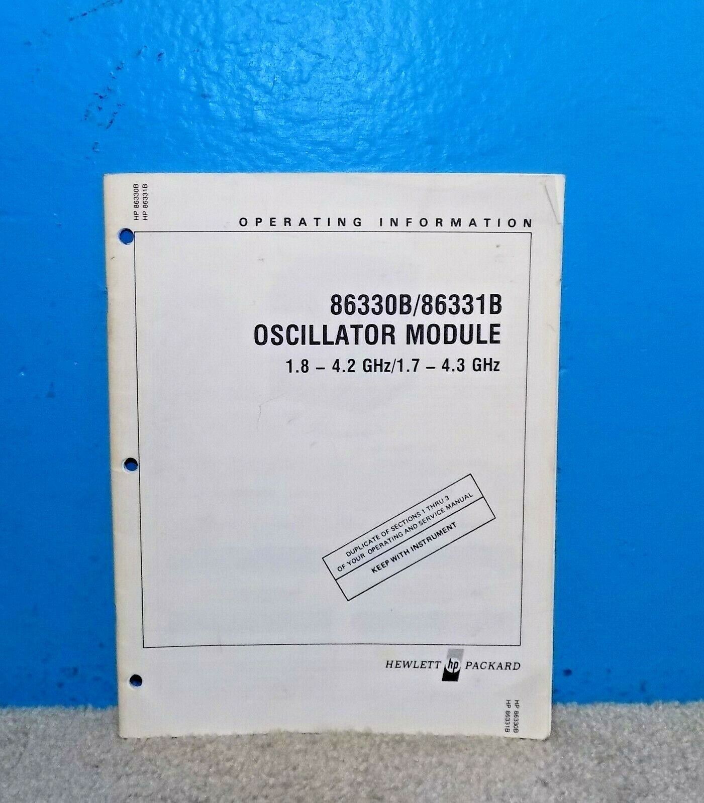 Orig HP Hewlett Packard 86330B / 86331B Oscillator Module Manual