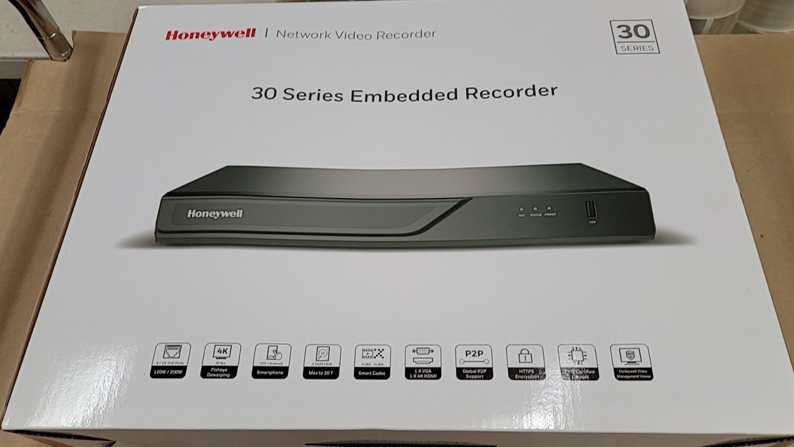 Honeywell HN30160200 30 Series 4K 16-Channel H.265/H.264 PoE NVR, No HDD Include