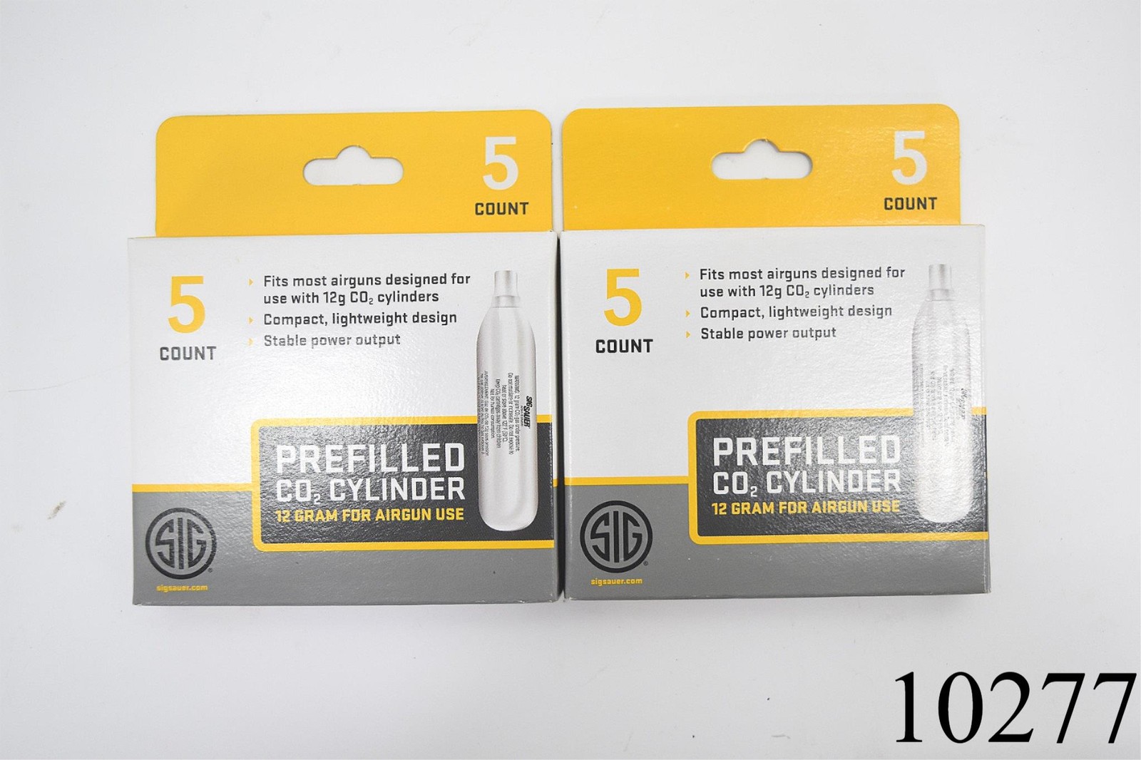 Lot of 2 SIG SAUER AC-12-5 Prefilled 12g CO2 Cylinder for Air 5pk (10 Total)
