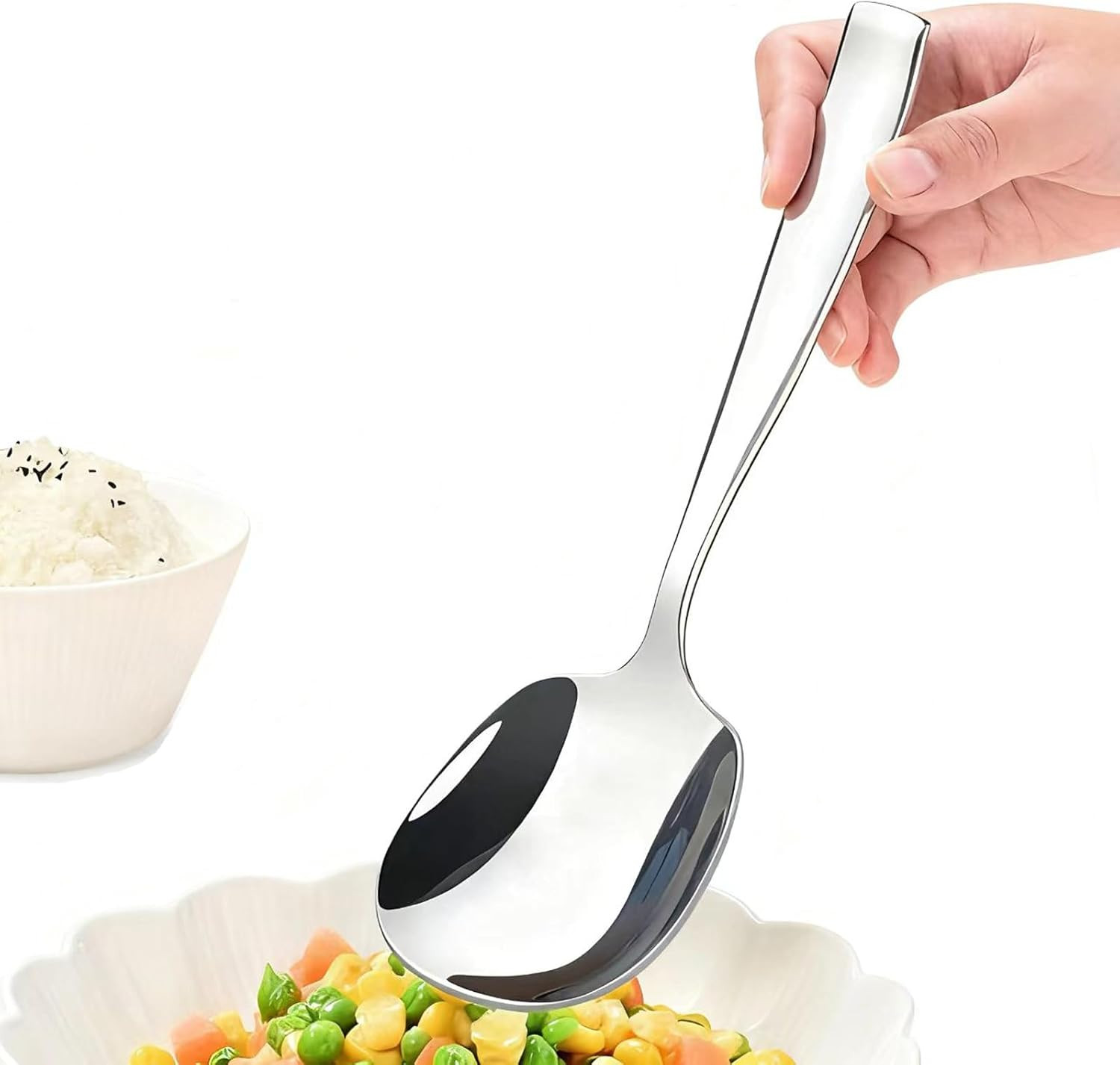 316L Stainless Steel Heavy Duty Square Head Buffet Serving Spoons, Extra Large,1