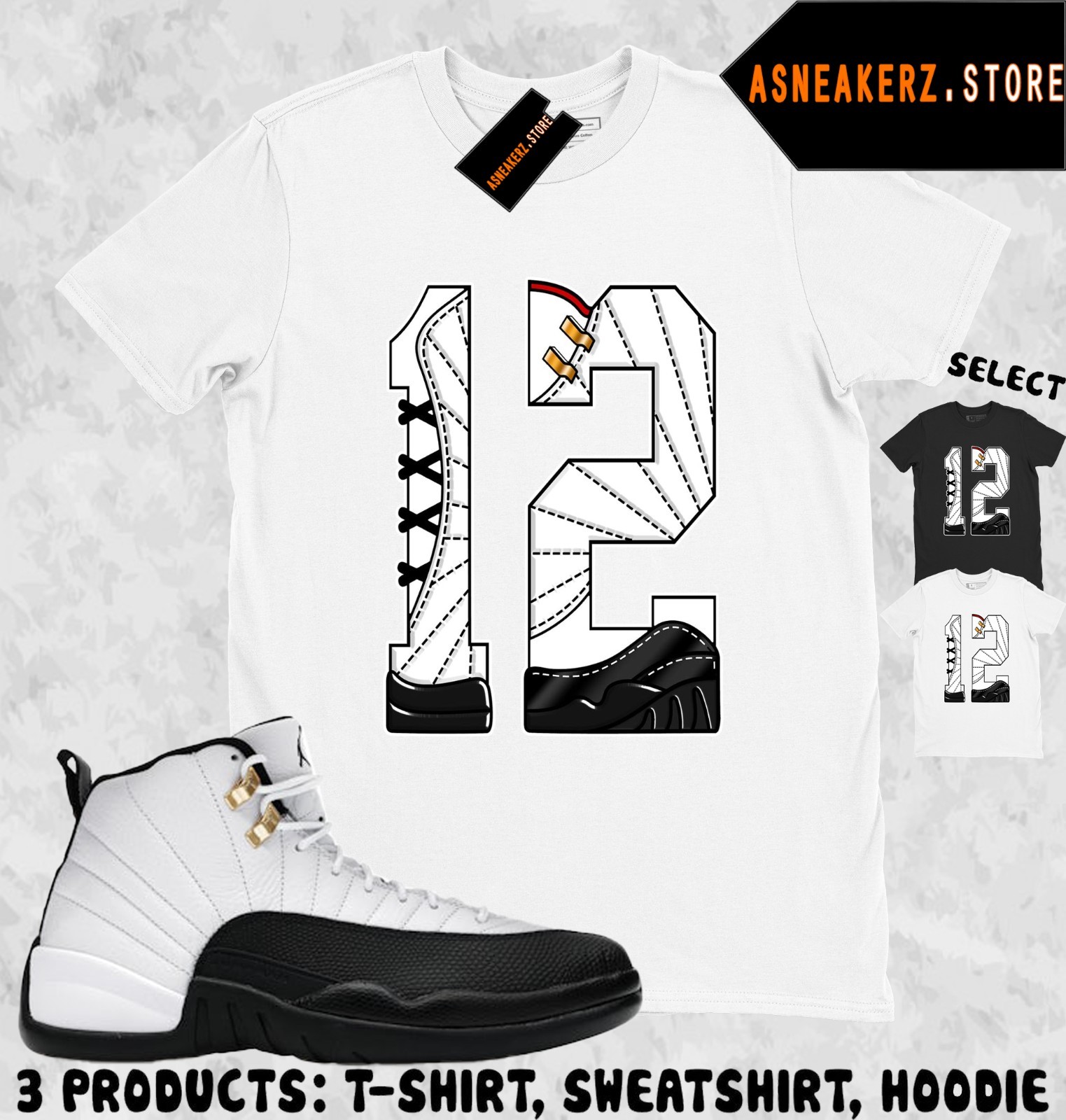 Shirt To Match AJ 12 Taxi 2025 Sneaker Matching Tee Number 12s T-Shirt