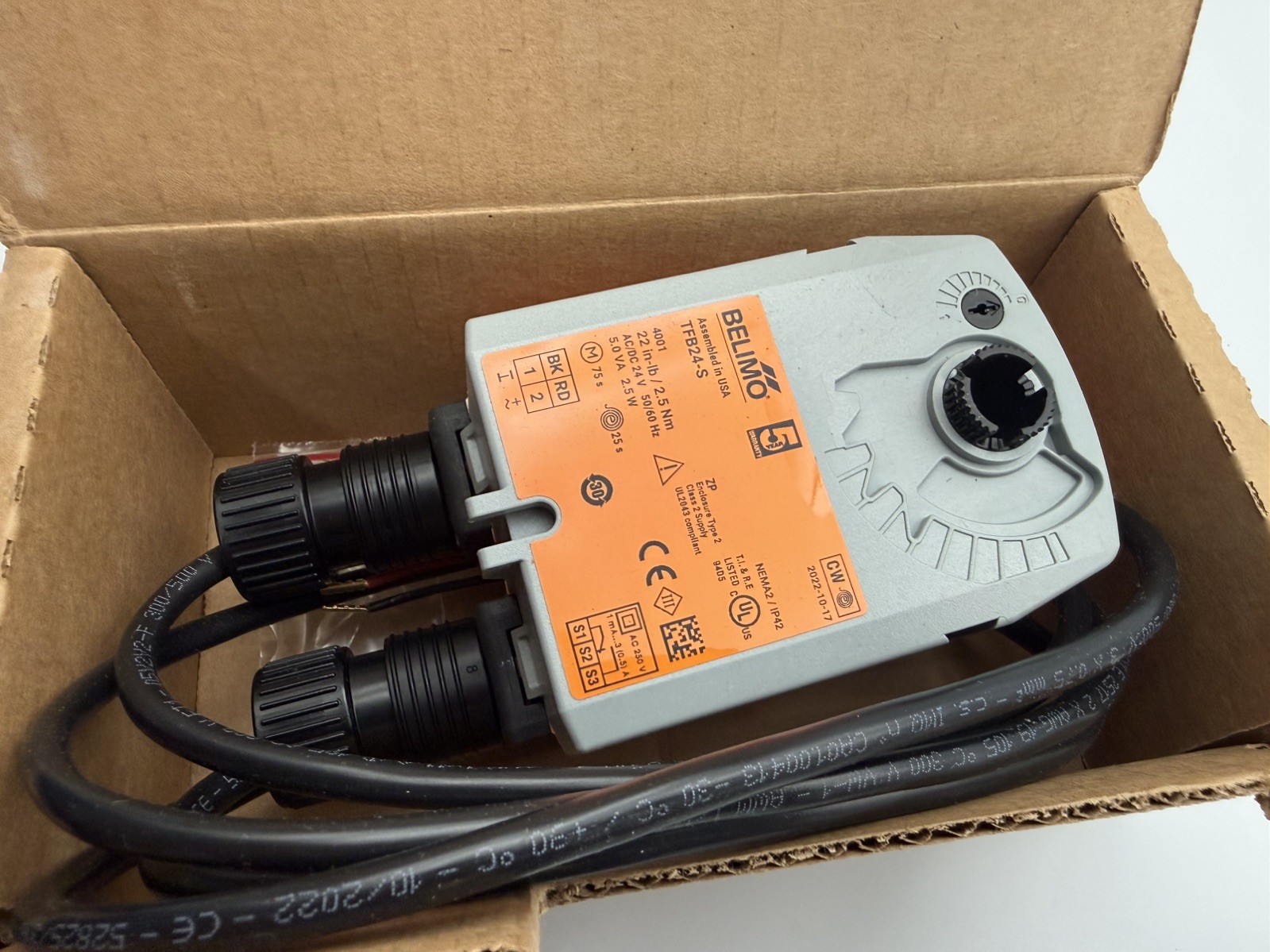 Belimo TFB24-S AC/DC 24V Spring Return Auxiliary Switch - Orange New