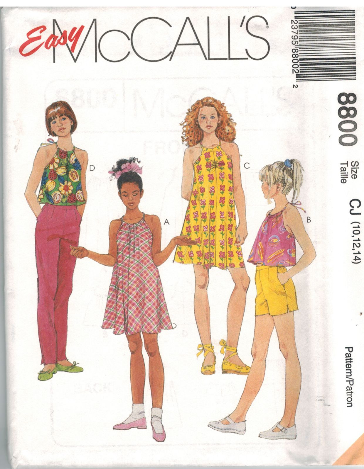 8800 Vintage McCalls SEWING Pattern Girl Halter Top Shorts Spring UNCUT NEW FF