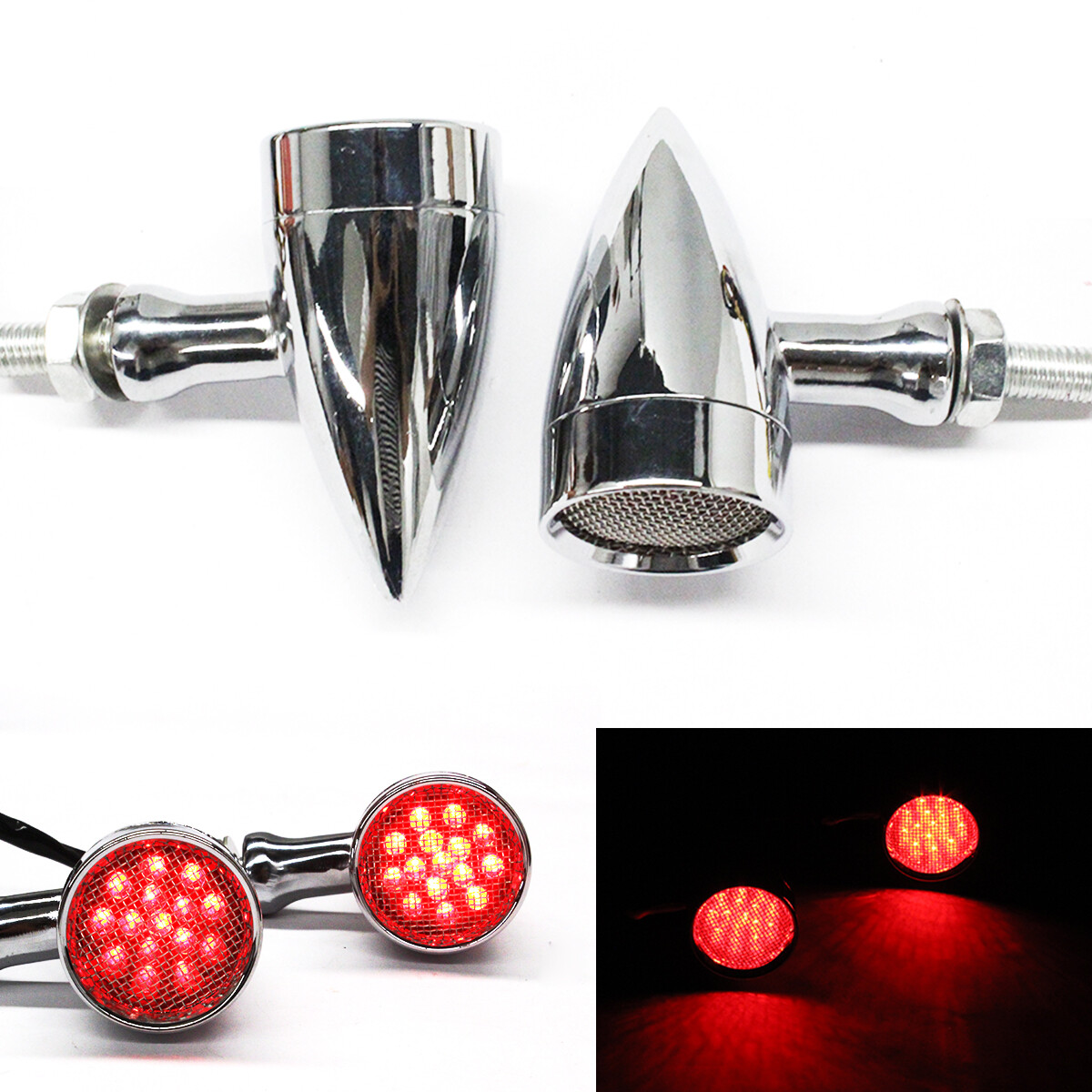 2PCS For Honda Shadow Spirit ACE VT 750 1100 LED Turn Signals Bullet Red Lights