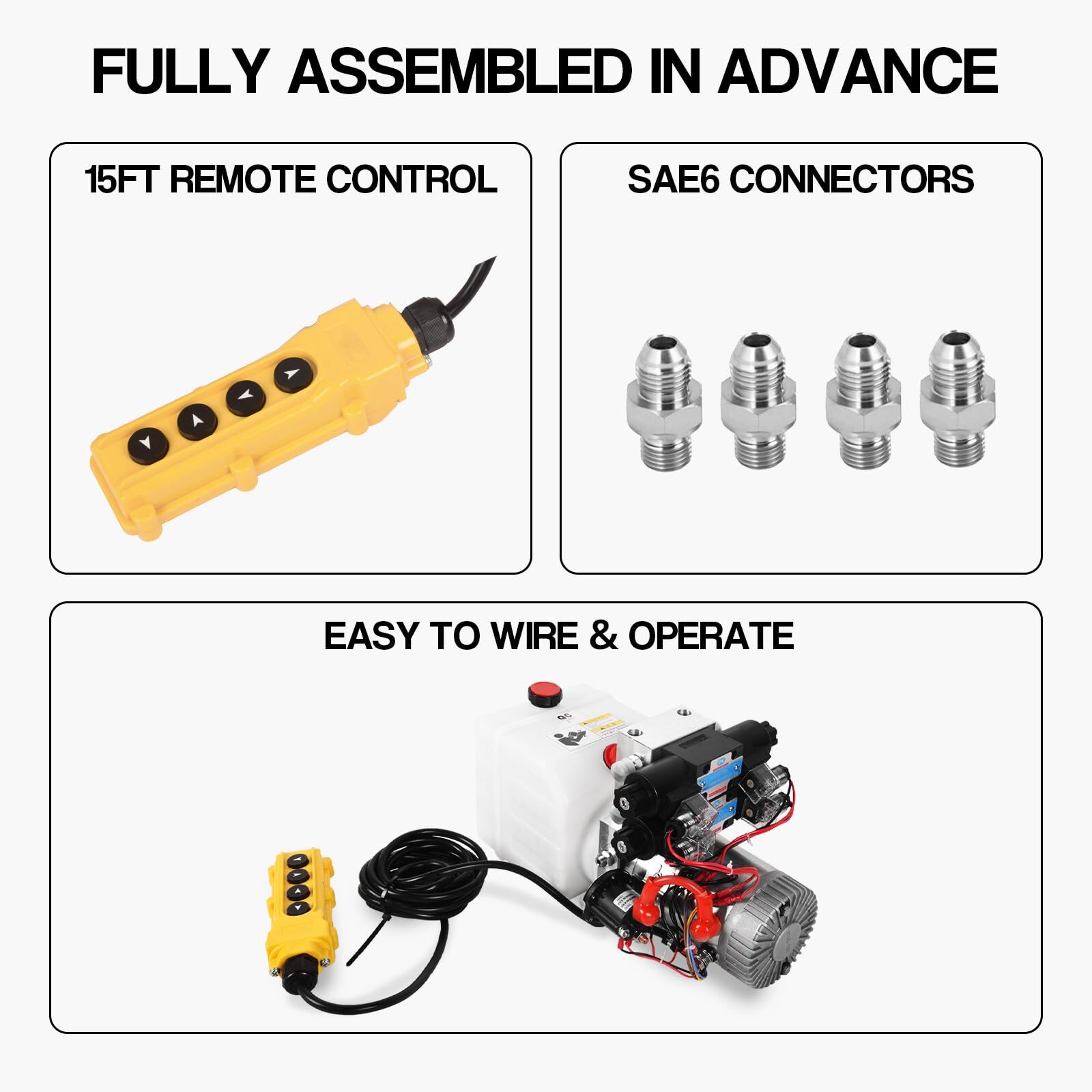 Hydraulic Power Unit Double Acting Hydraulic Pump 4.5 Quart Reservoir 12V DC