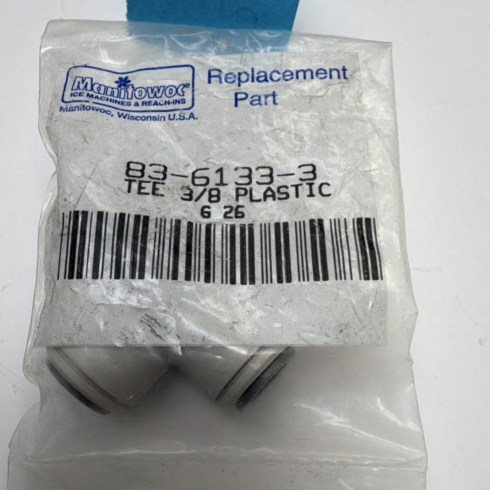 Manitowoc Tee 3/8 Plastic Replacement Part 83-6133-3 MPN Model