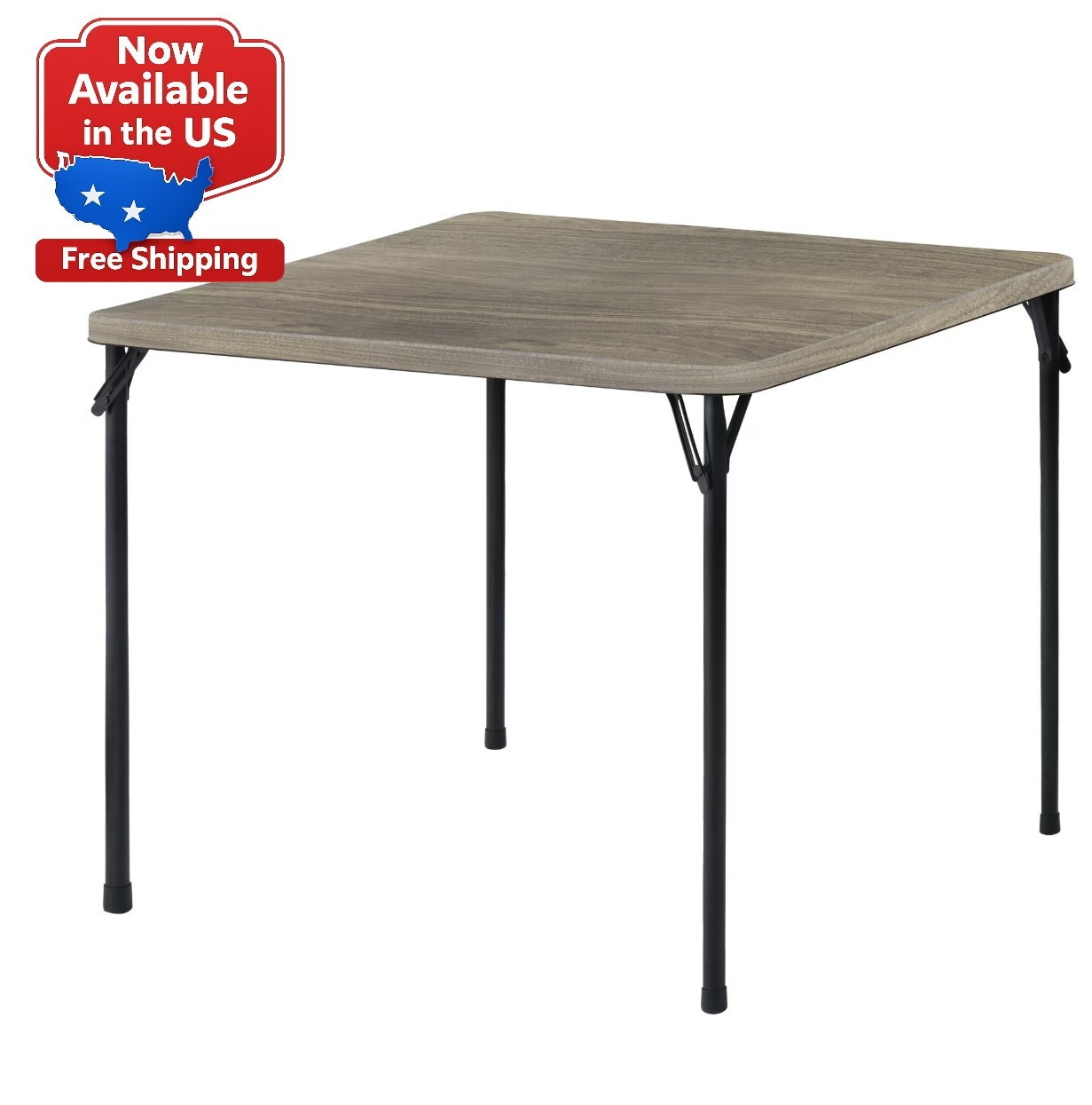 Mainstays 34" Fixed Table Top Folding Legs Card Table, Rustic Oak