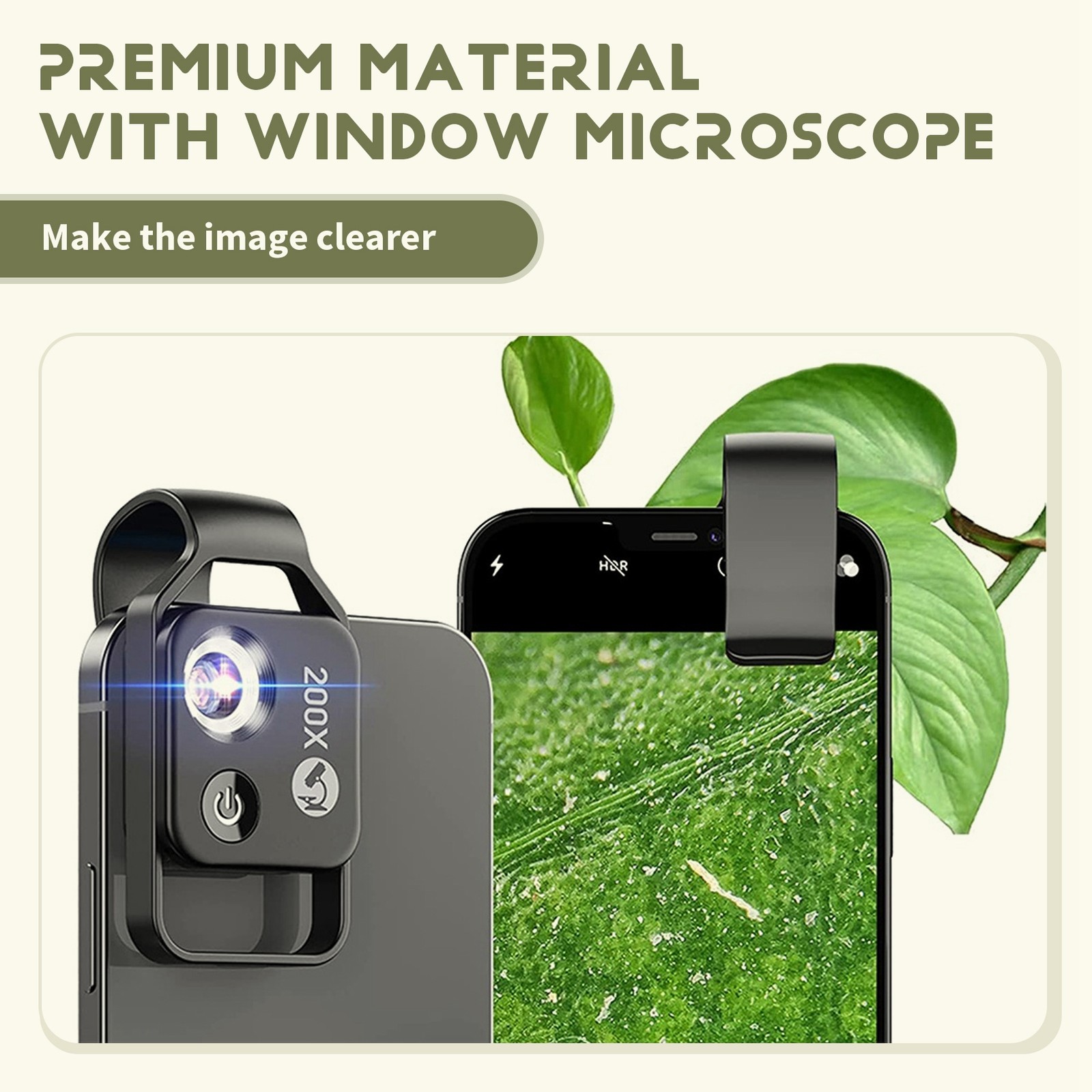 200X Cell Phone Microscope Accessory with Window Microscope, Portable 4190