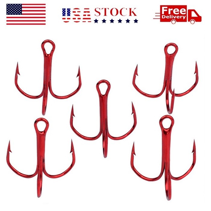 100PCS Fishing Hook Sharp Treble Hooks Fishing Tackle Size 2# 4# 6# 8# 10# 12#