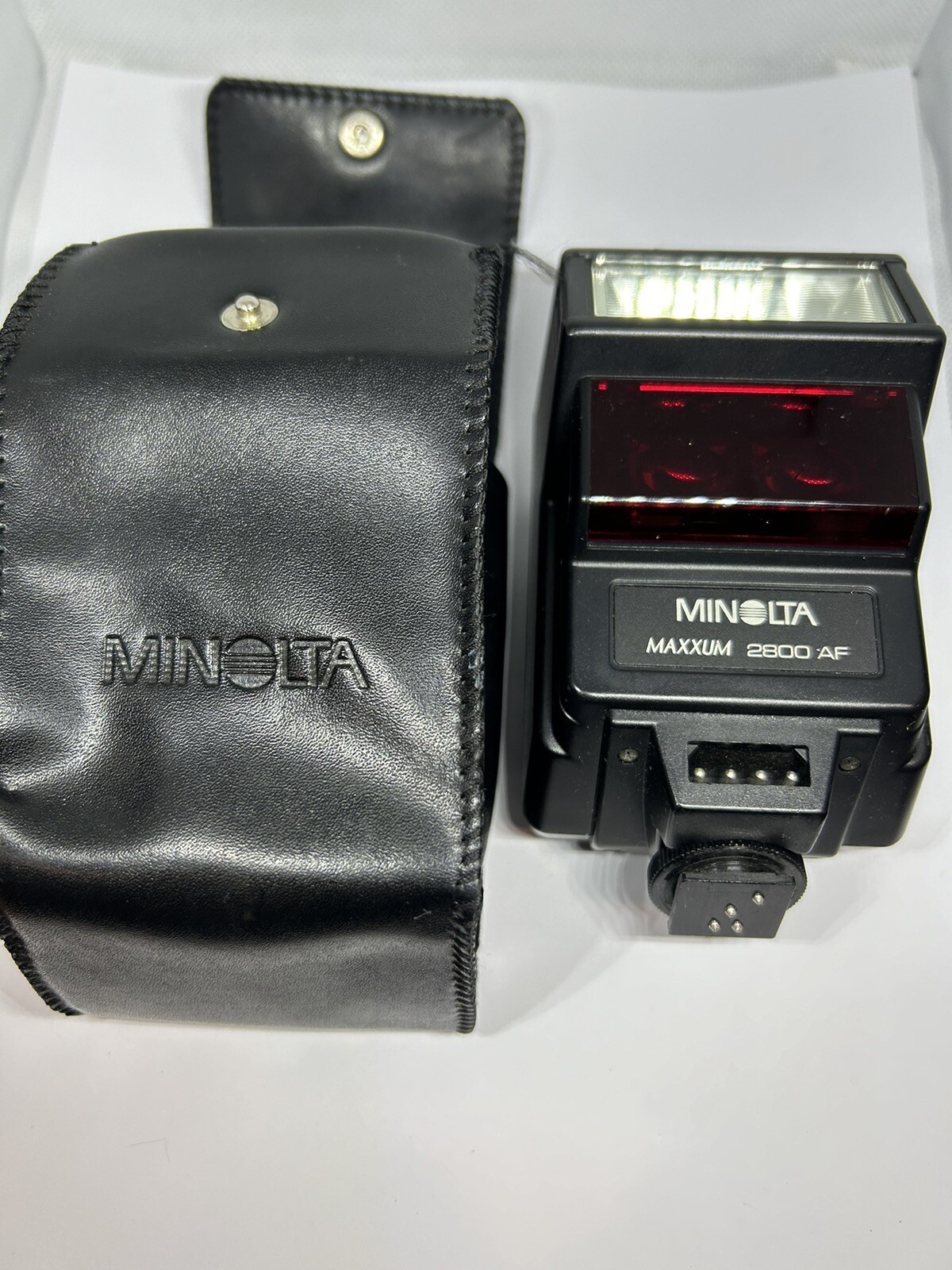 Vintage Minolta Maxxum 2800AF Shoe Mount Flash w/ Case for Konica Minolta Camera