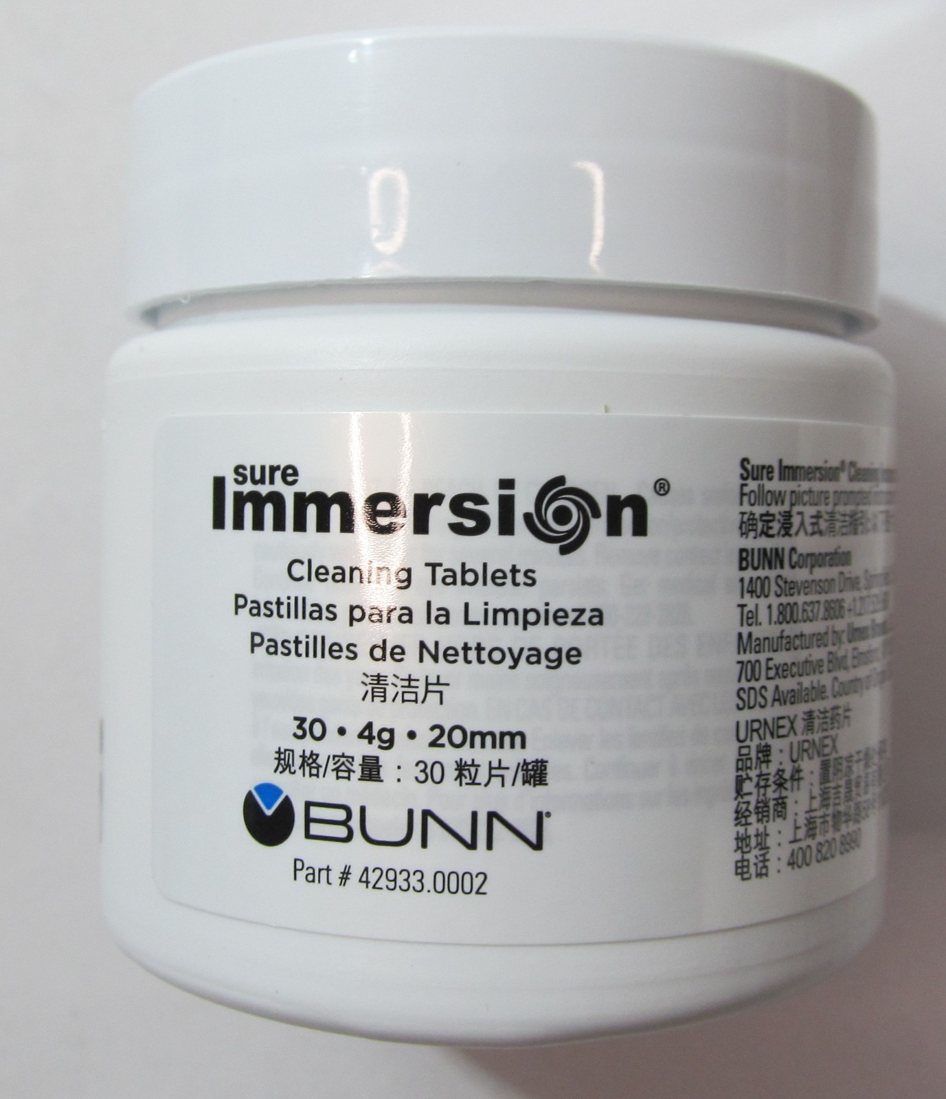 NEW GENUINE OEM BUNN 42933.0002 SURE IMMERSION CLEANING TABLETS 30-COUNT JAR