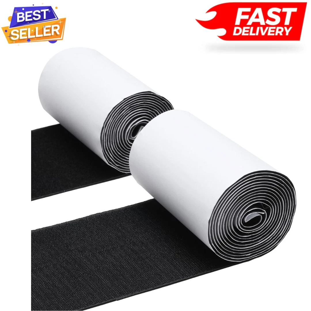 4.4in x 7ft Heavy Duty Hook and Loop Tape Strong Sticky Adhesive Back