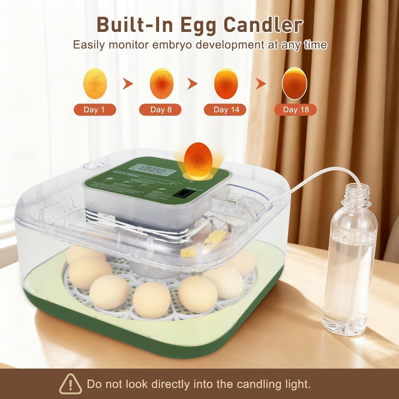 ZEMIRO CHARGE 12 Egg Fully Automatic Incubator Humidity Temp Control Auto Turn