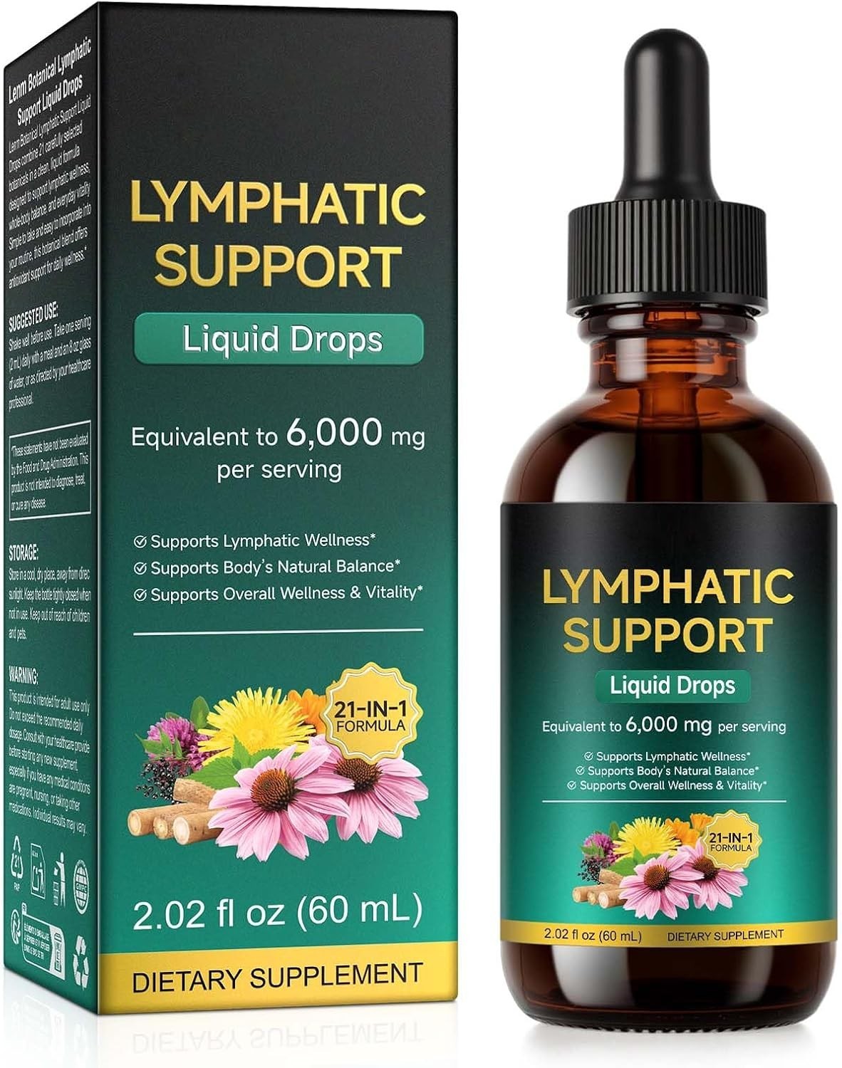 Lymphatic Drainage Drops Liposomal Immune Cleanse Support / Drenaje Linfatico