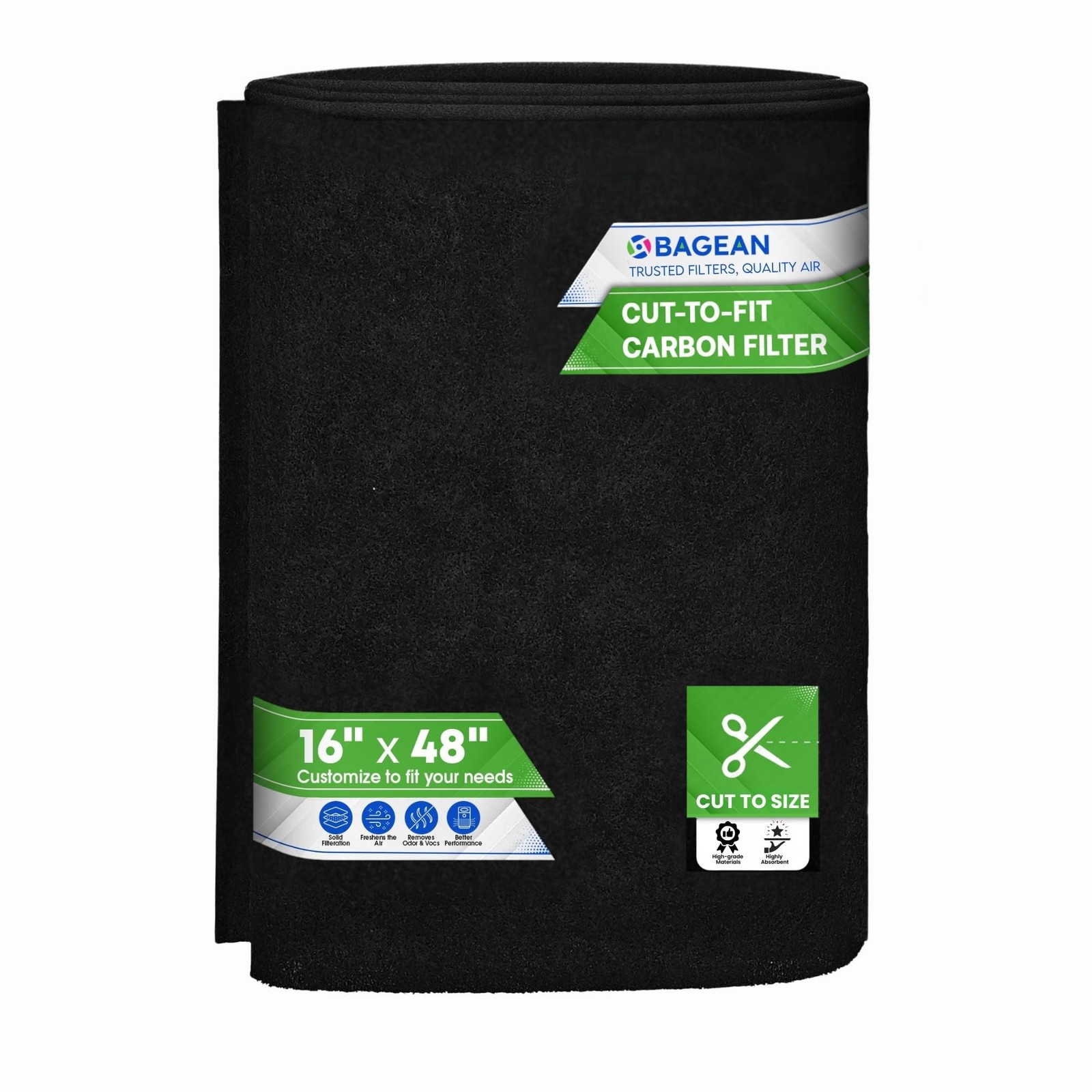 Cut to Fit Activated Carbon Filter Sheet 16” x 48” - Activated Carbo