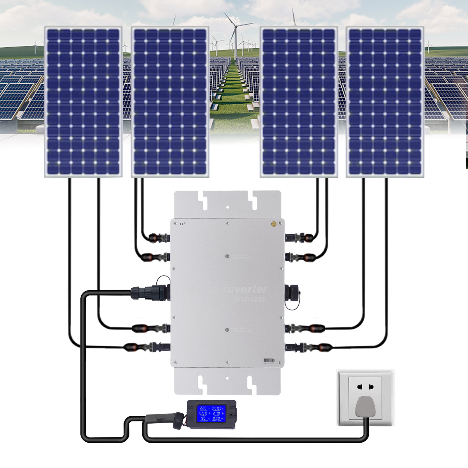 1200W Solar Grid Tie Inverter Waterproof IP65 Pure Sine Wave Inverter