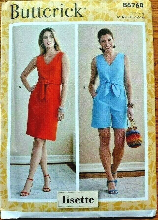BUTTERICK PATTERN 6760  DRESS ROMPER  MISSES SIZES  6 8 10 12 14  UNCUT  NEW