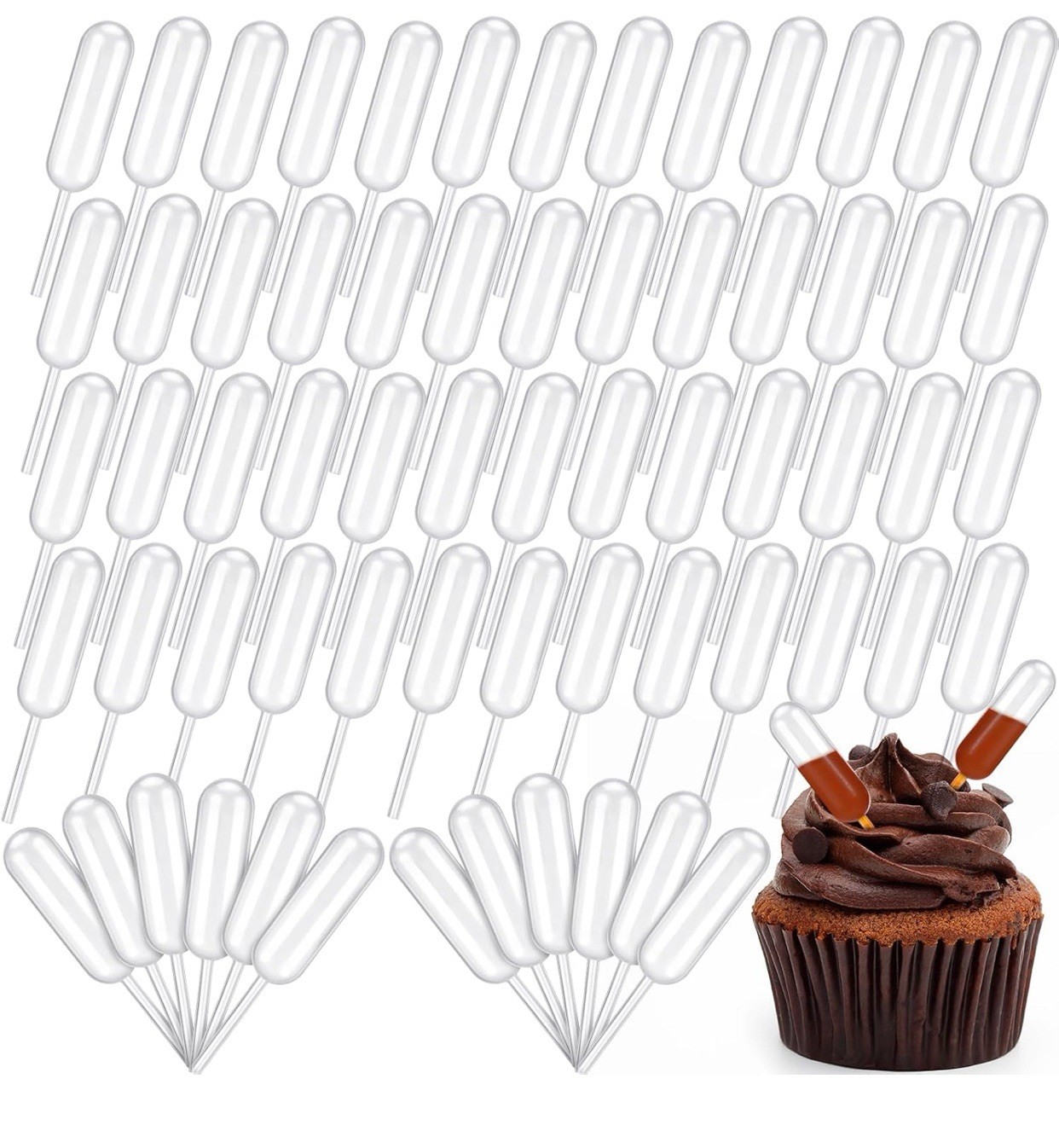 Cupcakes Pipettes, 200 Pcs 4ml Dessert Pipettes, Clear, Dropper Shape