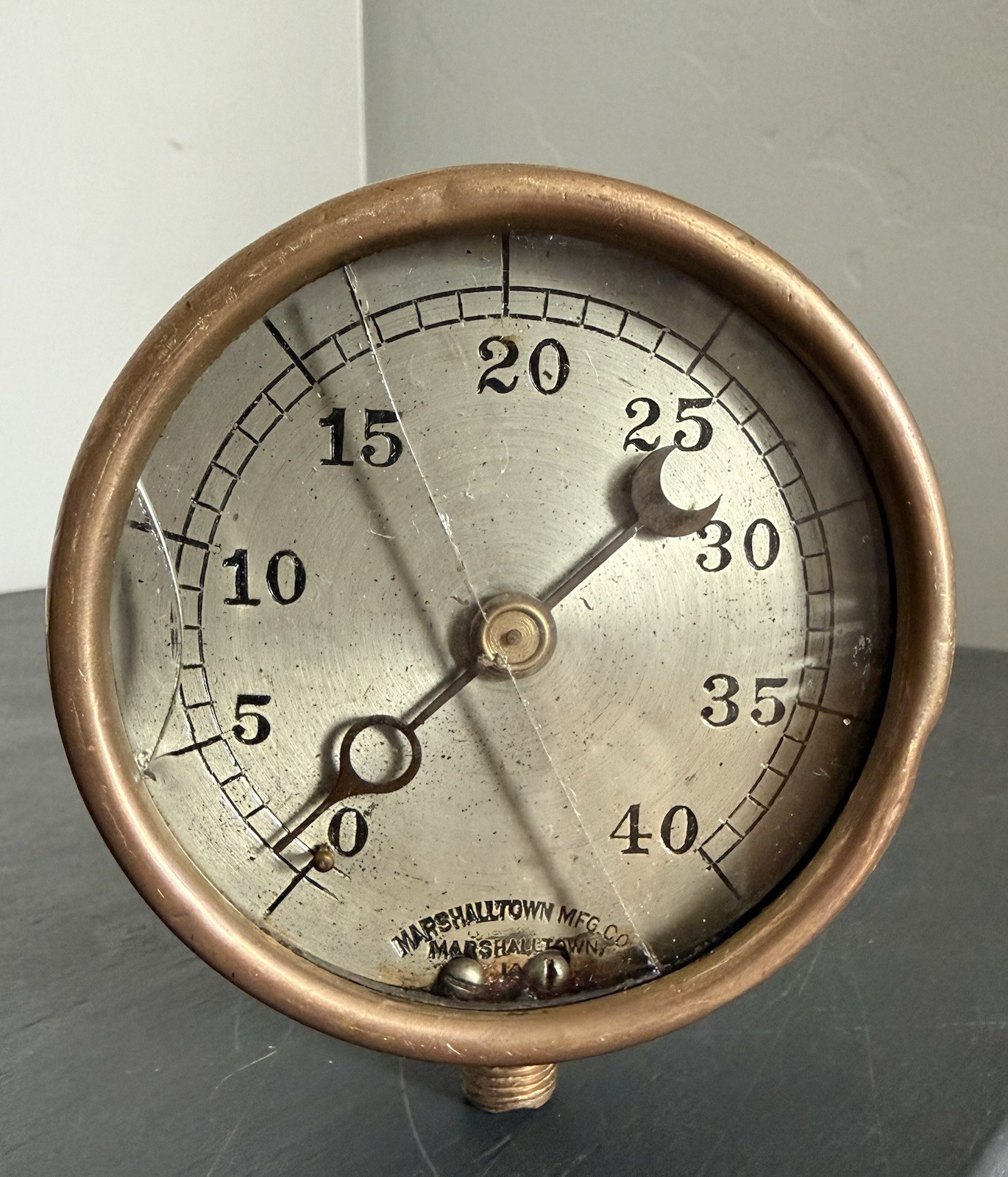 Antique Marshalltown Boiler 40 PSI Gauge Steampunk Brass