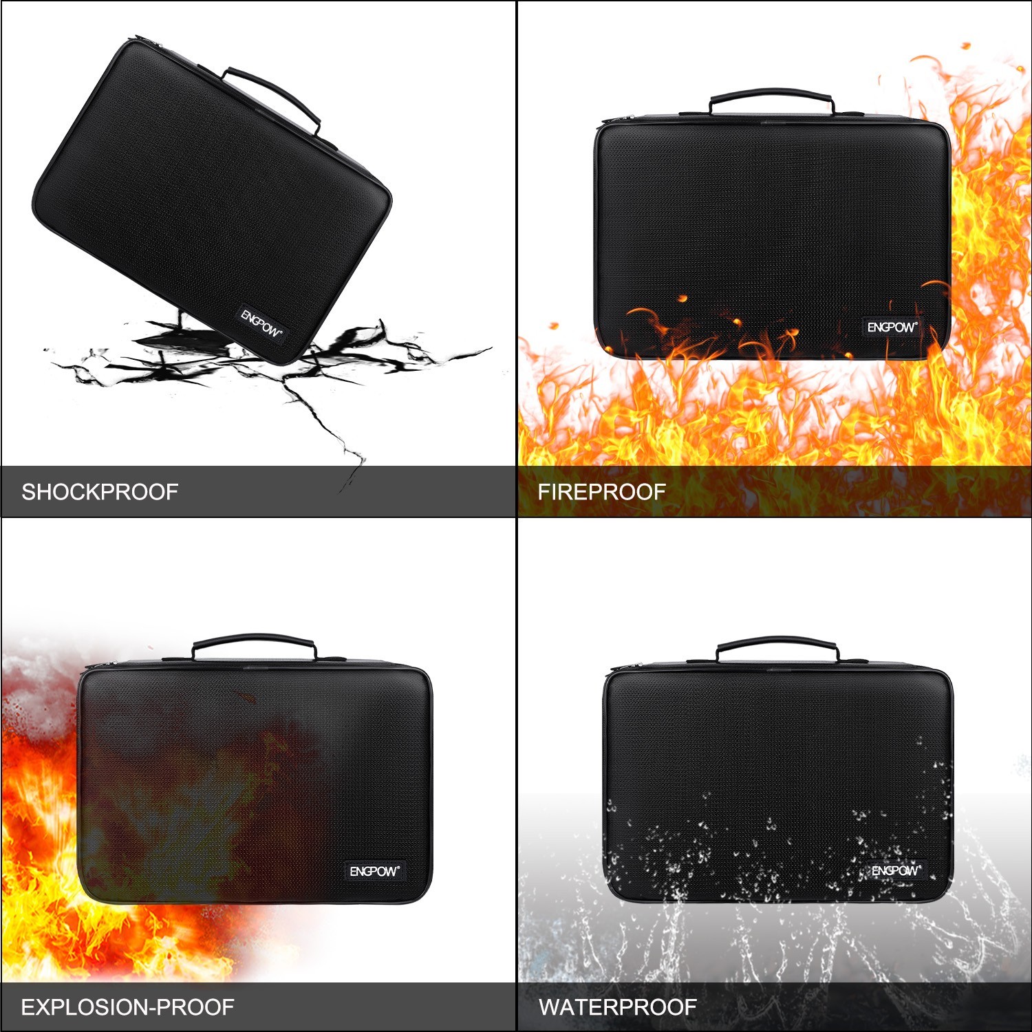 ENGPOW Battery Organizer, Fireproof Battery Organizer Storage Case with Tester