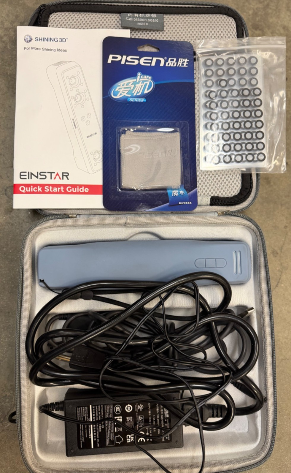 SHINING 3D Einstar Handheld 3D Scanner Kit w/Calibration Board Case Lightly Used