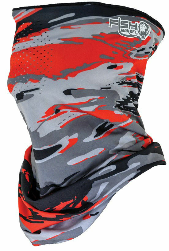 Fish Monkey UPF 50+ Performance Face & Neck Guard Mask Sun Protection Scarf Red