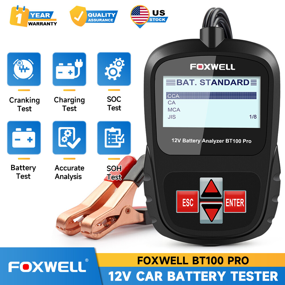 FOXWELL BT100 PRO 12V Car Battery Load Tester Charging Analyzer Tool 100-1100CCA