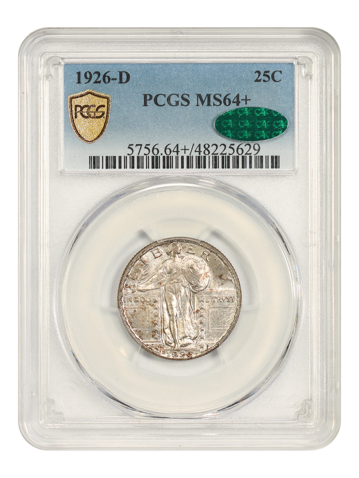 1926-D 25C PCGS/CAC MS64+ - Standing Liberty Quarter