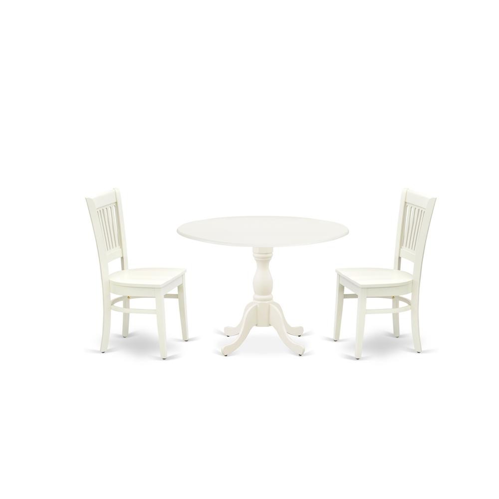 East West Furniture - DMVA3-LWH-W - 3-Pc Dining Room Table Set- 2 Wooden...