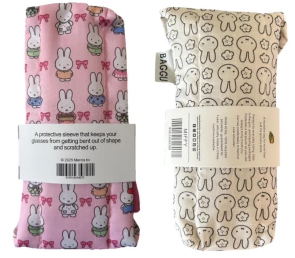 (Set of 2) Miffy Pink Wht Glasses Case Sleeve Sunglasses Storage Soft Protector