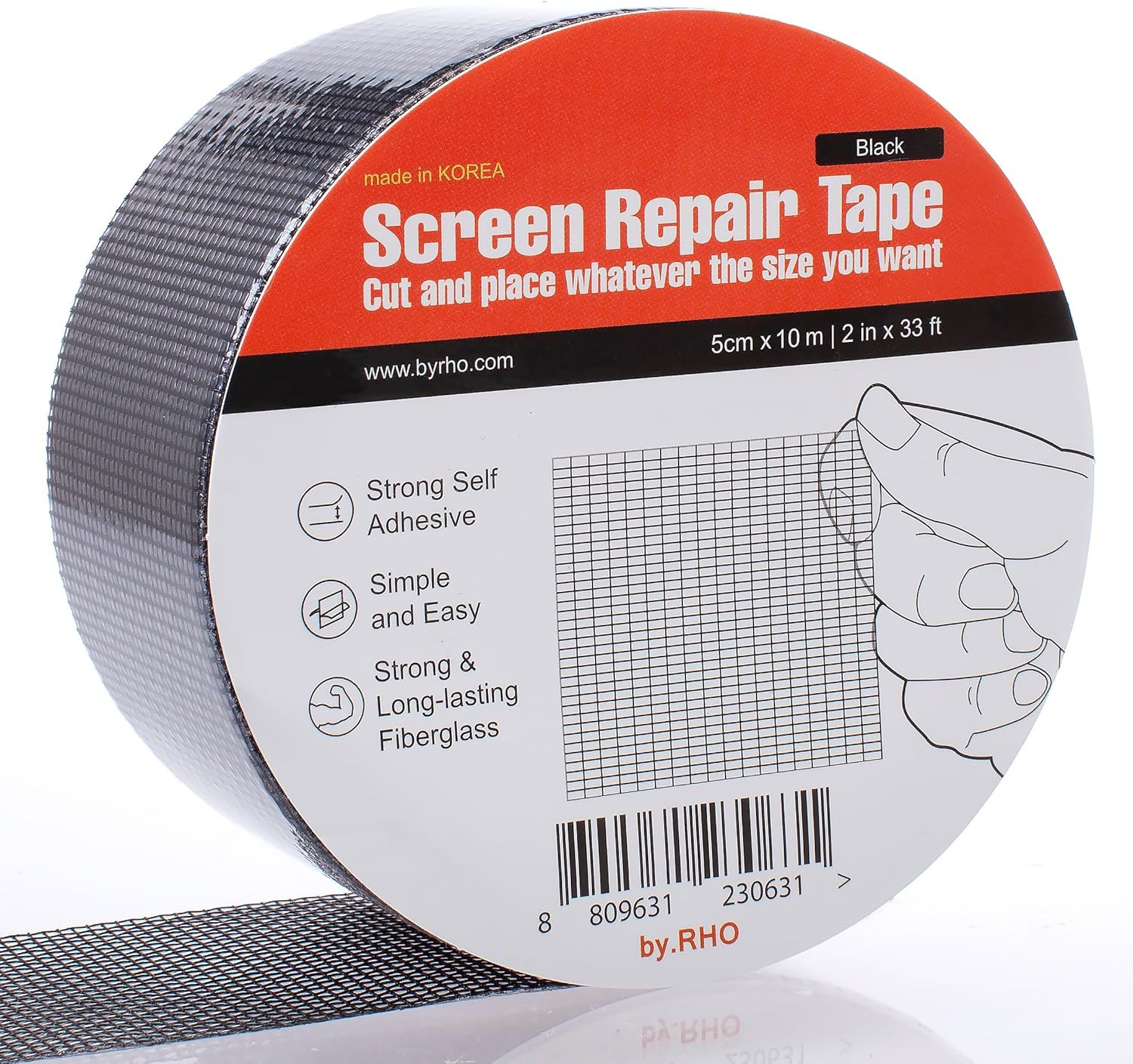 Window Screen Repair Tape, Black, 2in x 33ft, Fiberglass Repair Kit for Window S