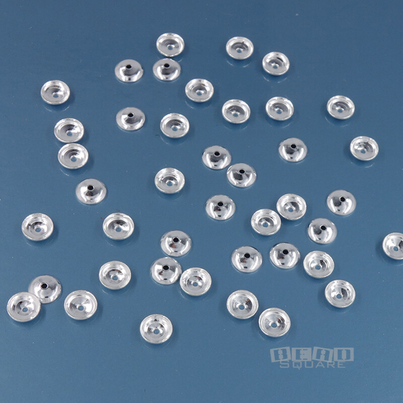 Solid Sterling Silver Smooth Plain Round Bead Caps [Options: 3 4 5 6 mm]