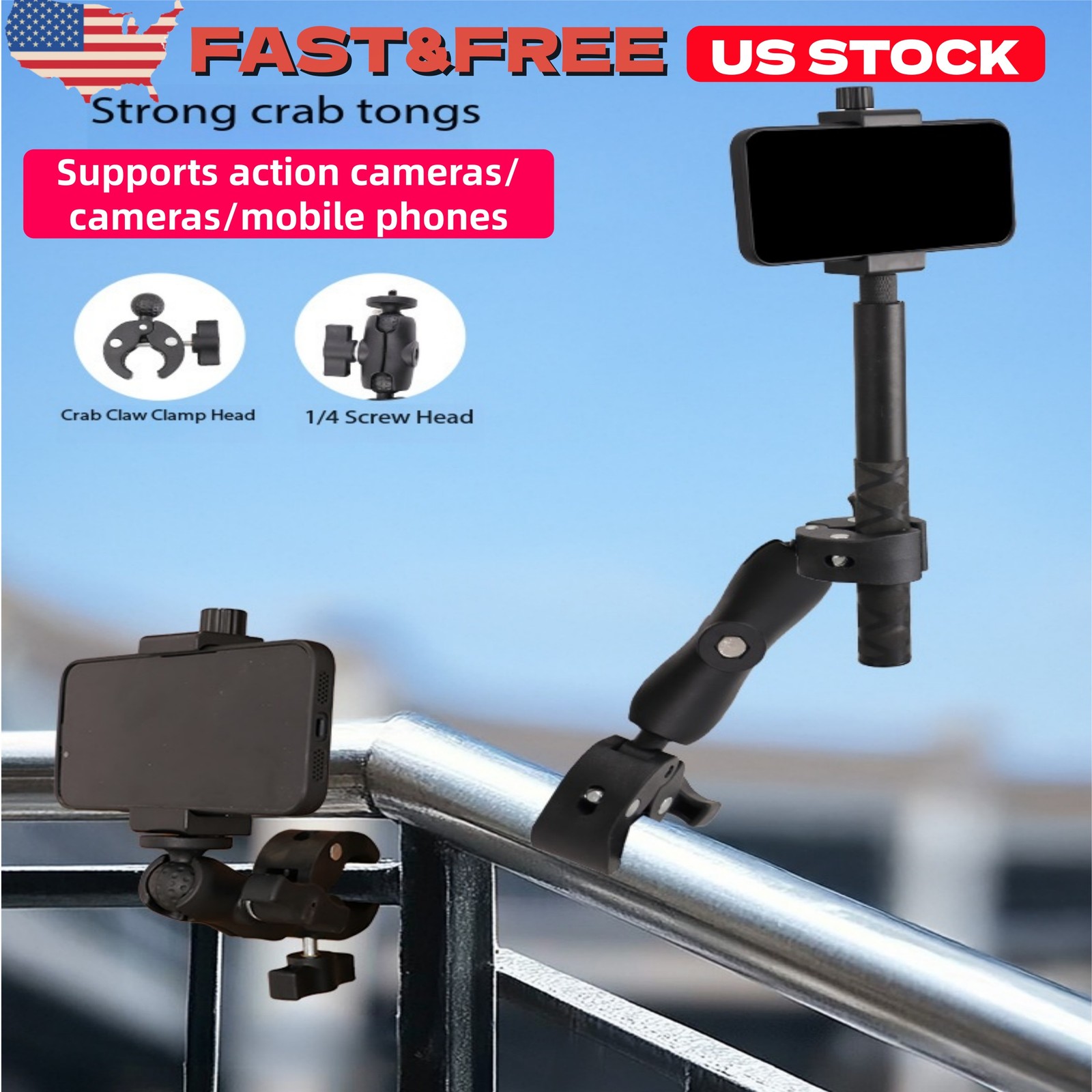 New 120cm Invisible Extendable Selfie Stick+Motorcycle Mount For Insta360 X3X4X5