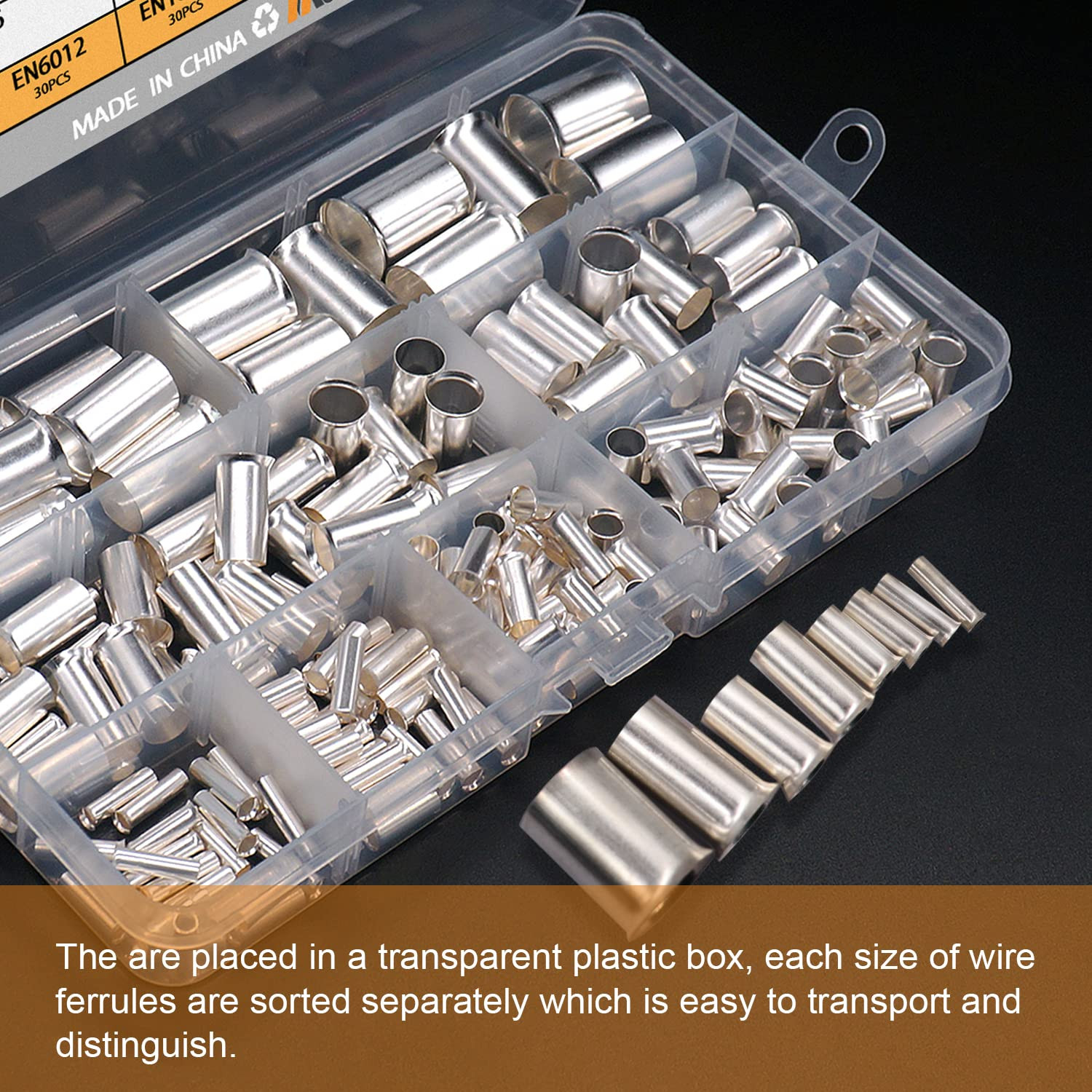 Wire Ferrules Kit 166Pc Silver Plated Copper Crimp Terminals Assorted AWG Sizes