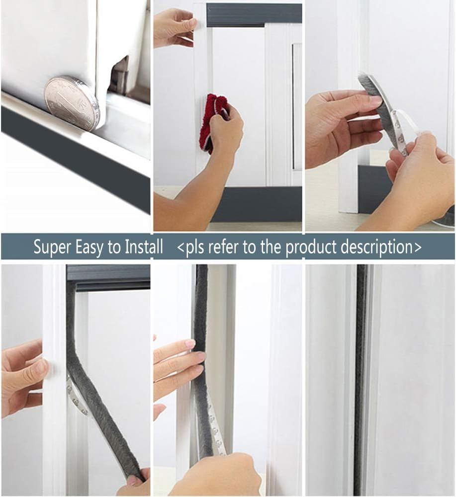 Felt Weather Stripping Door Seal Brush for Sliding Windows, Pile Self Adhesive W