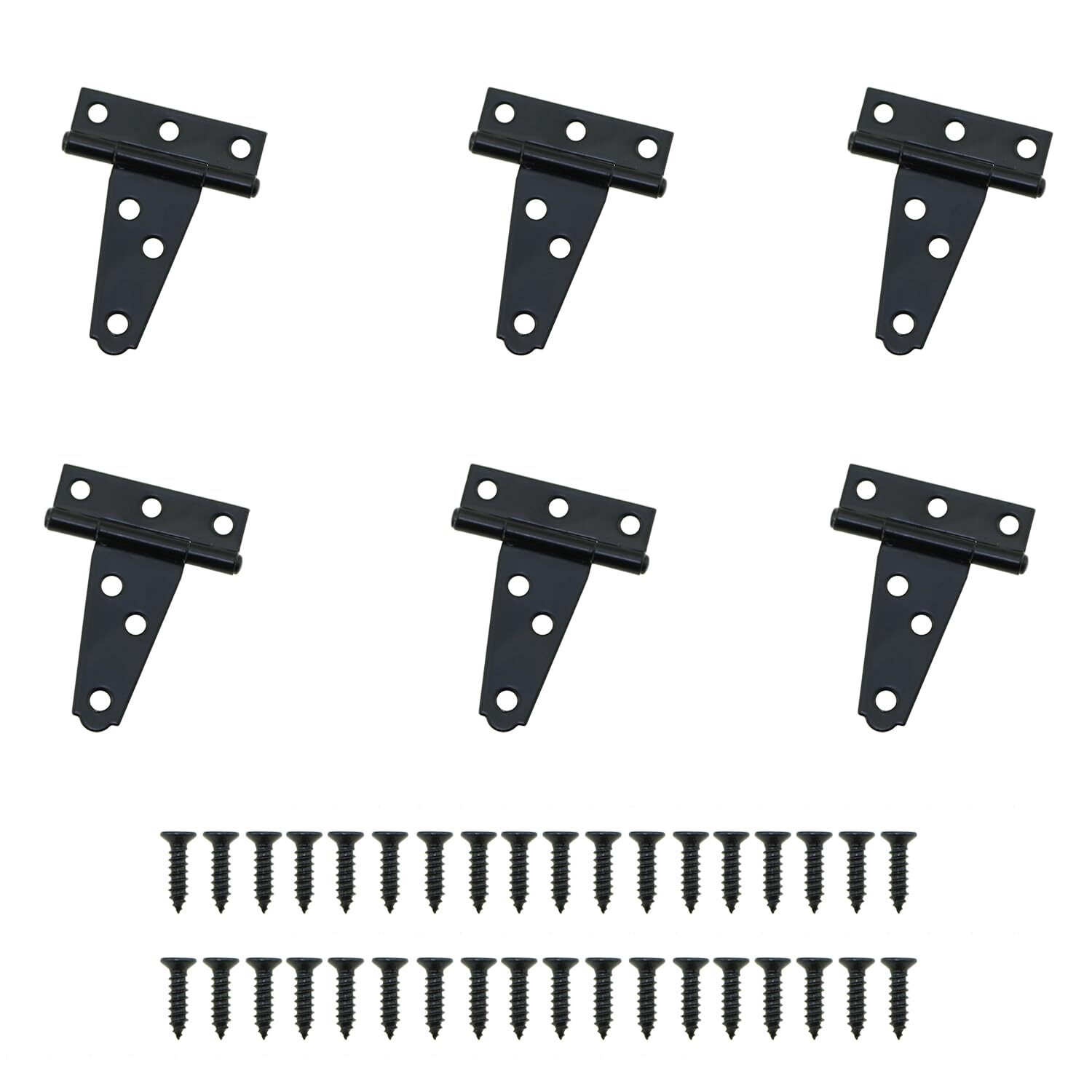 6PCS 62x49mm Barn Door Hinge T Hinge Black Triangle Hinge Suitable for Shed D...