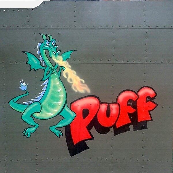 NOSE ART PANEL- AC-47 Gunship, Puff the Magic Dragon, Vietnam Air War  NAP-0123