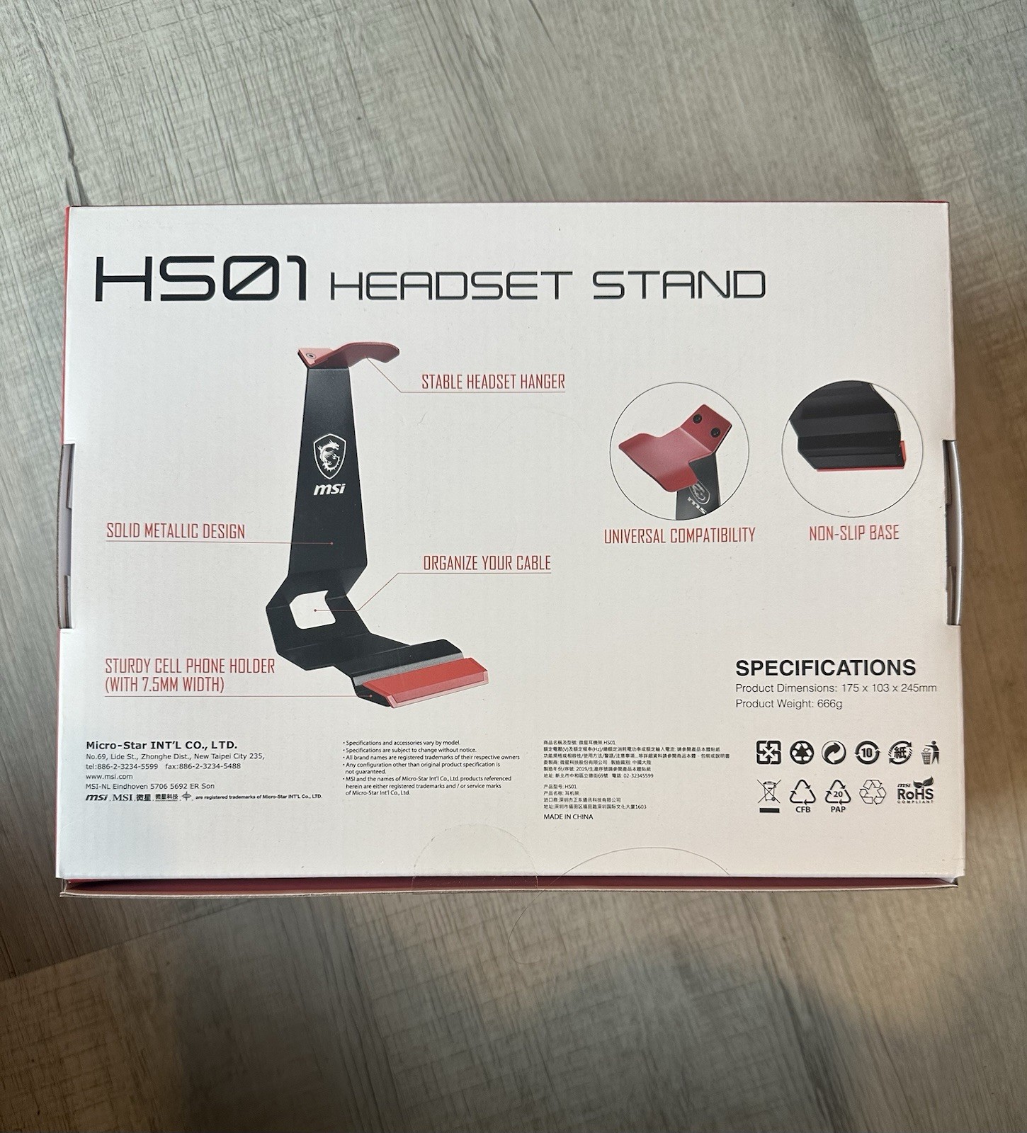 MSI HS01 Headset Stand Headset Holder Earphone Stand with Solid Metal Design