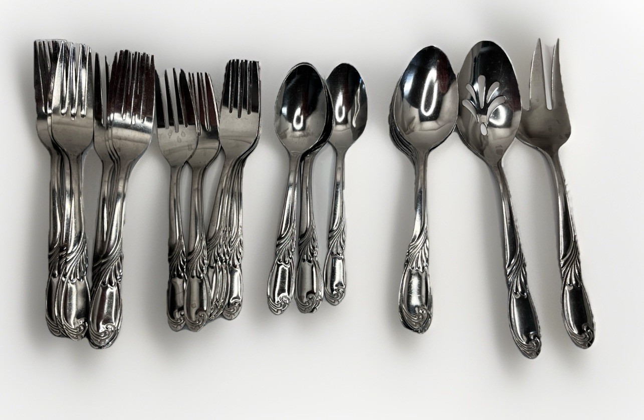 28 PIECES Hampton Silversmiths Stainless Flatware Danube Pattern fork spoon  SL
