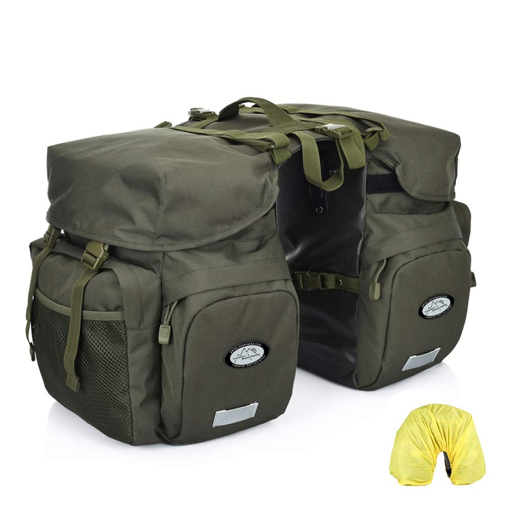 50L Bike Panniers, Waterproof Bicycle Commuting Bag Saddle Bags with Rain Cov...