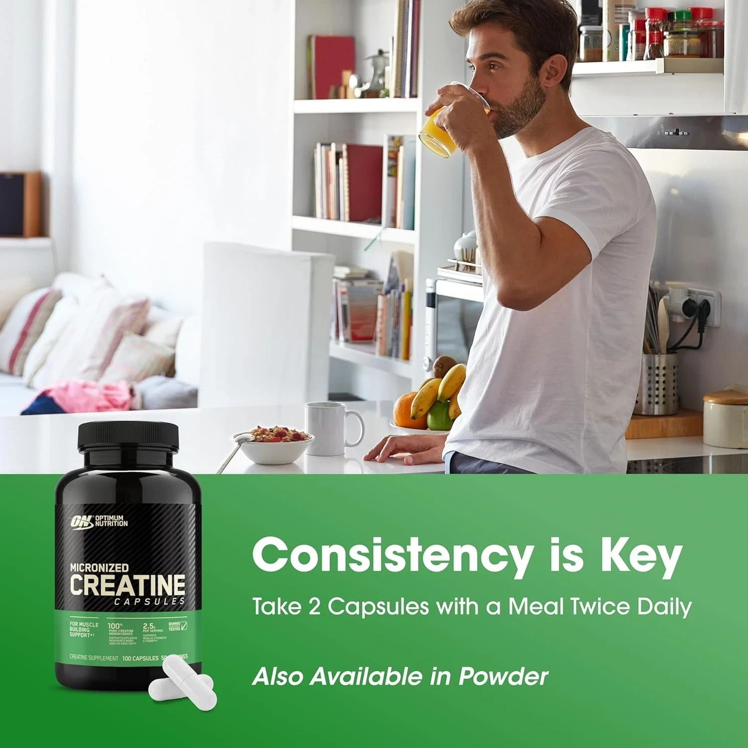 Optimum Nutrition Micronized Creatine Monohydrate Capsules, Keto Friendly