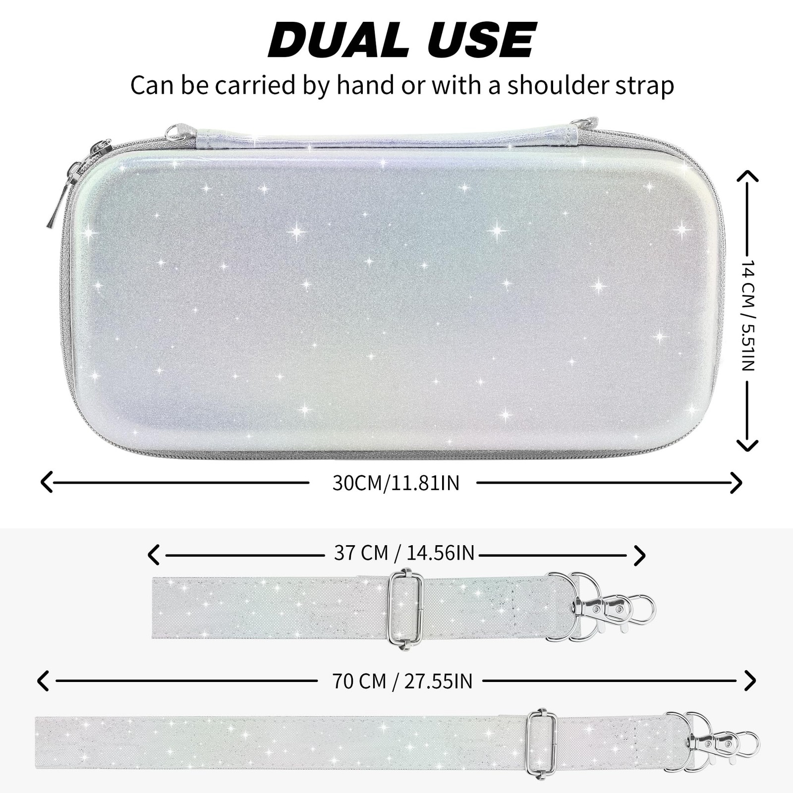 PAWDIARY Switch Carrying Bag Silver Glitter