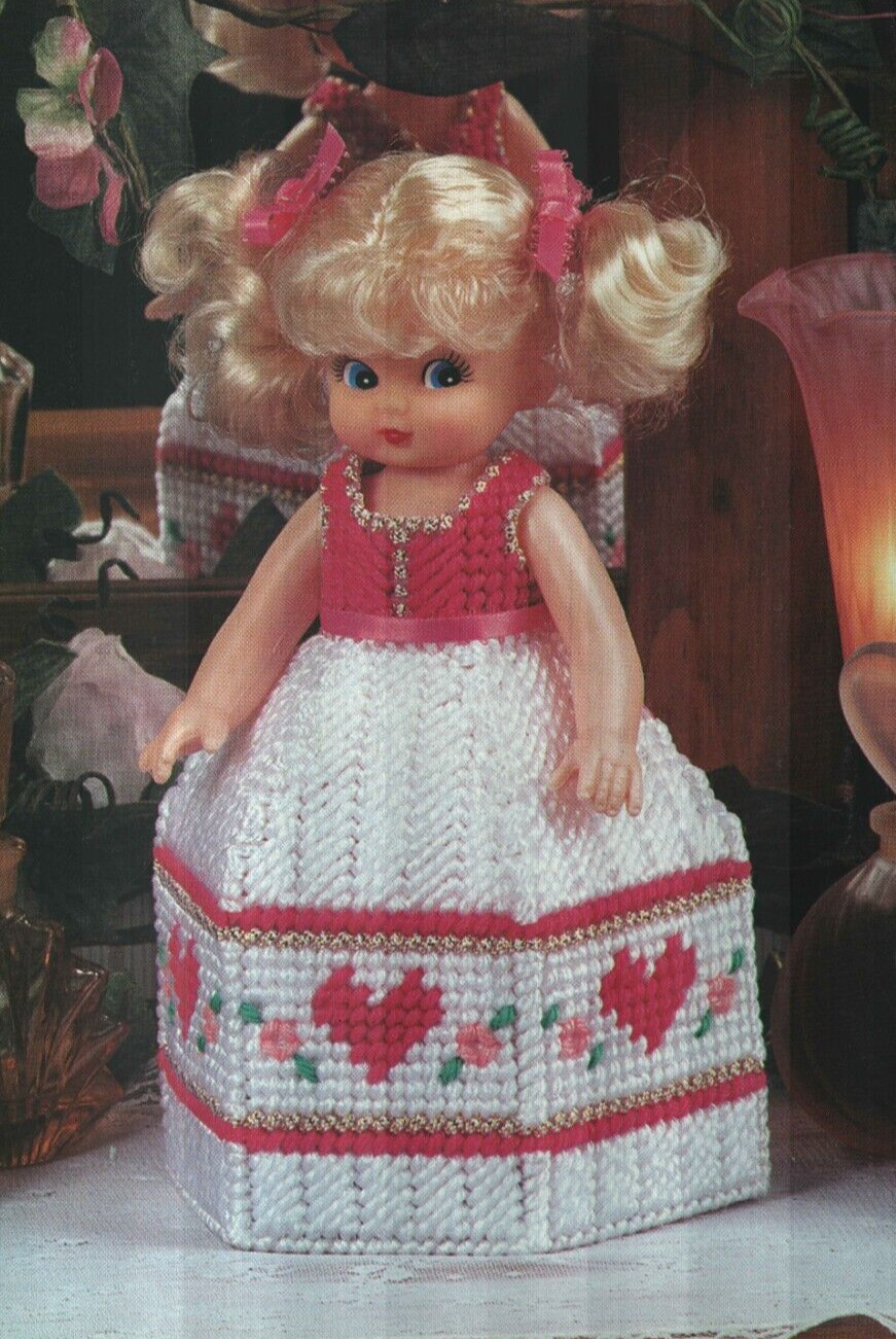 HEARTS 'N' FLOWERS AIR FRESHENER DOLL PLASTIC CANVAS PATTERN INSTRUCTIONS